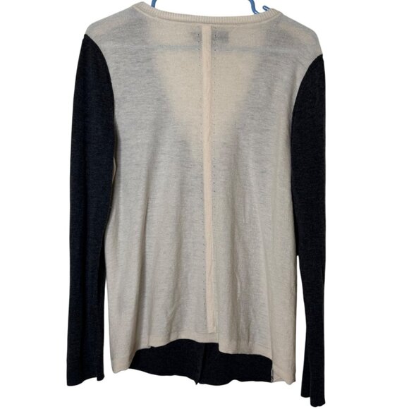 Rag & Bone Merino Wool Cashmere Cardigan Sweater M Colorblock Gray Cream - FLAW - Picture 2 of 8